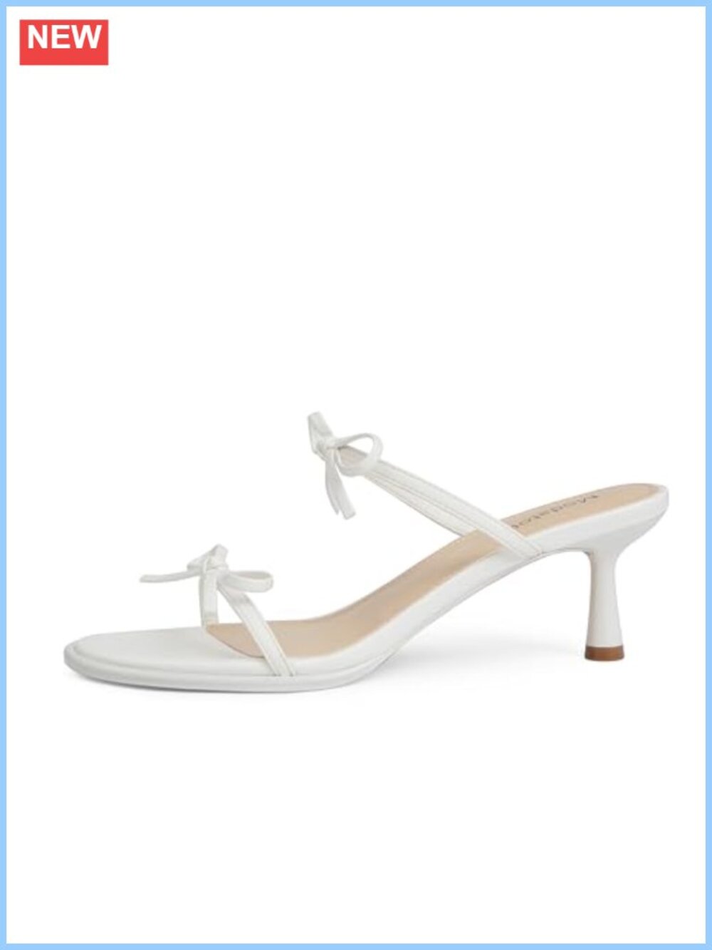 Kitten Heel Sandals Two Strap Rounded Toe Slip On - Picture 3 of 6